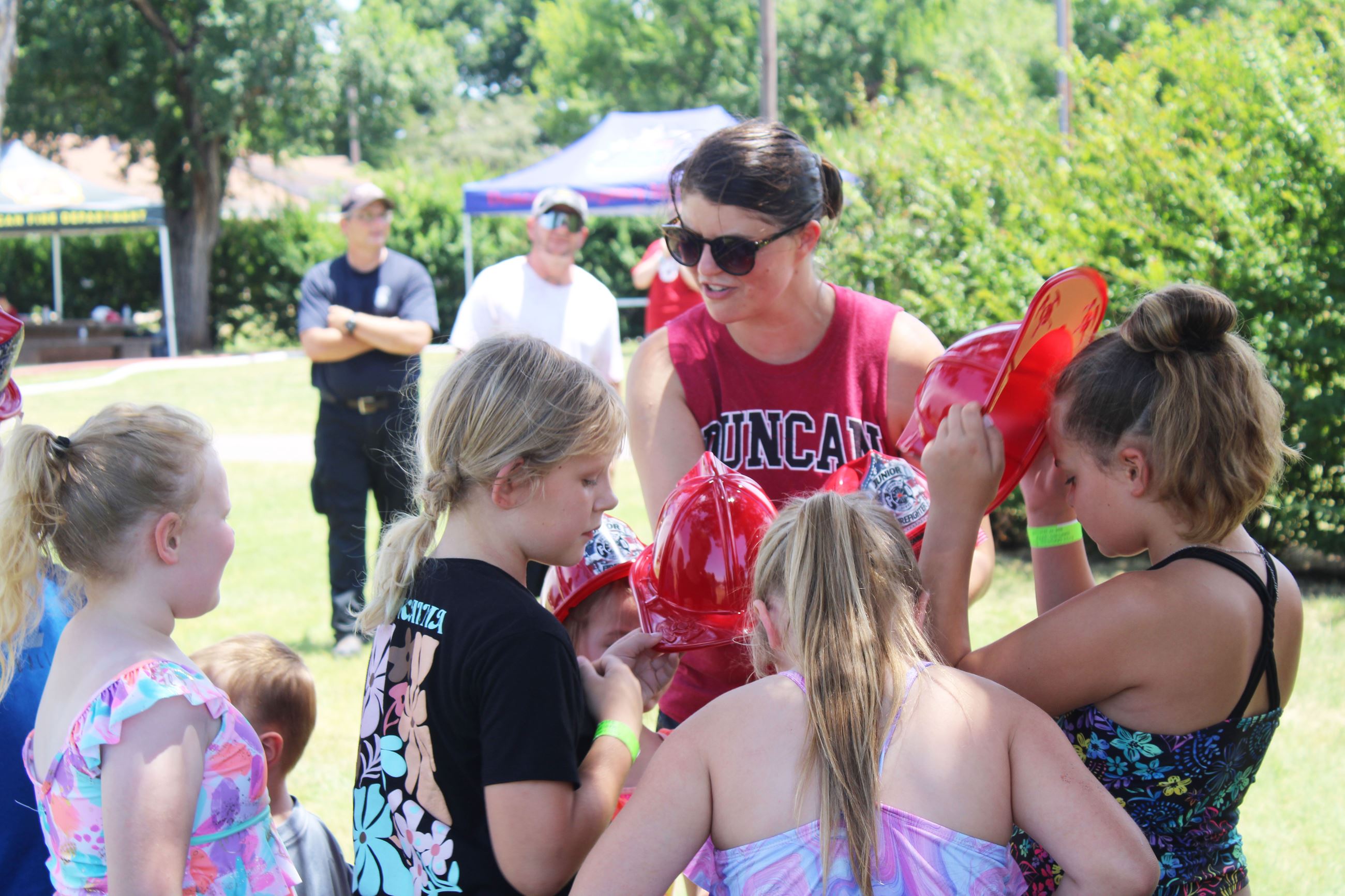 Kids in line for hat